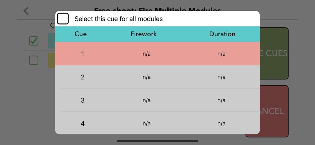 Free-Shoot cues marked red after firing