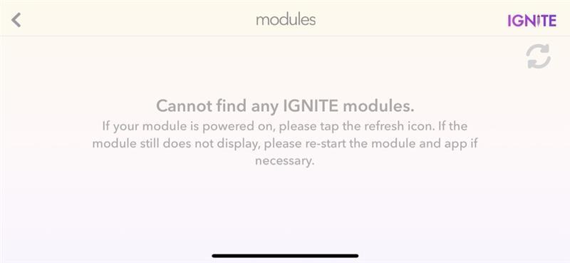 Modules Screen showing no Modules to Pair