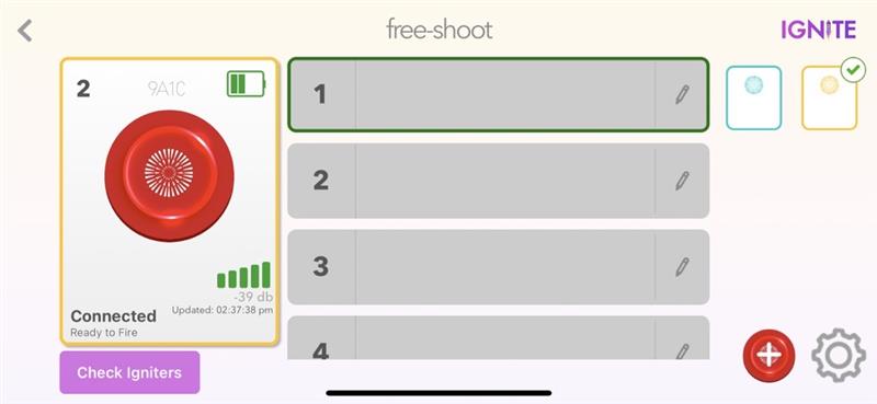 Free-Shoot screen showing module selected