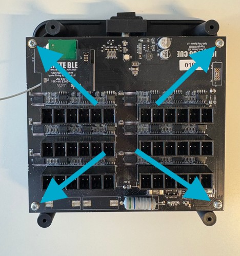 Circuit board screws highlighted