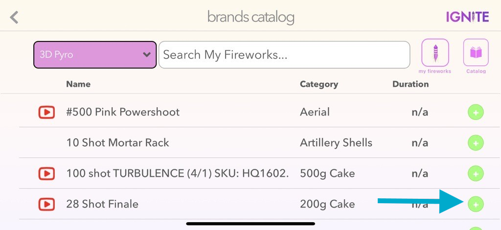 Add to My Fireworks button