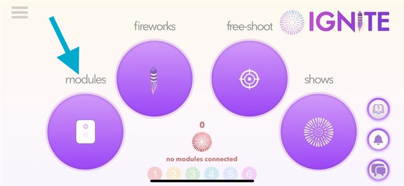 Home Screen No Modules Connected Arrow Pointing to Modules.jpg