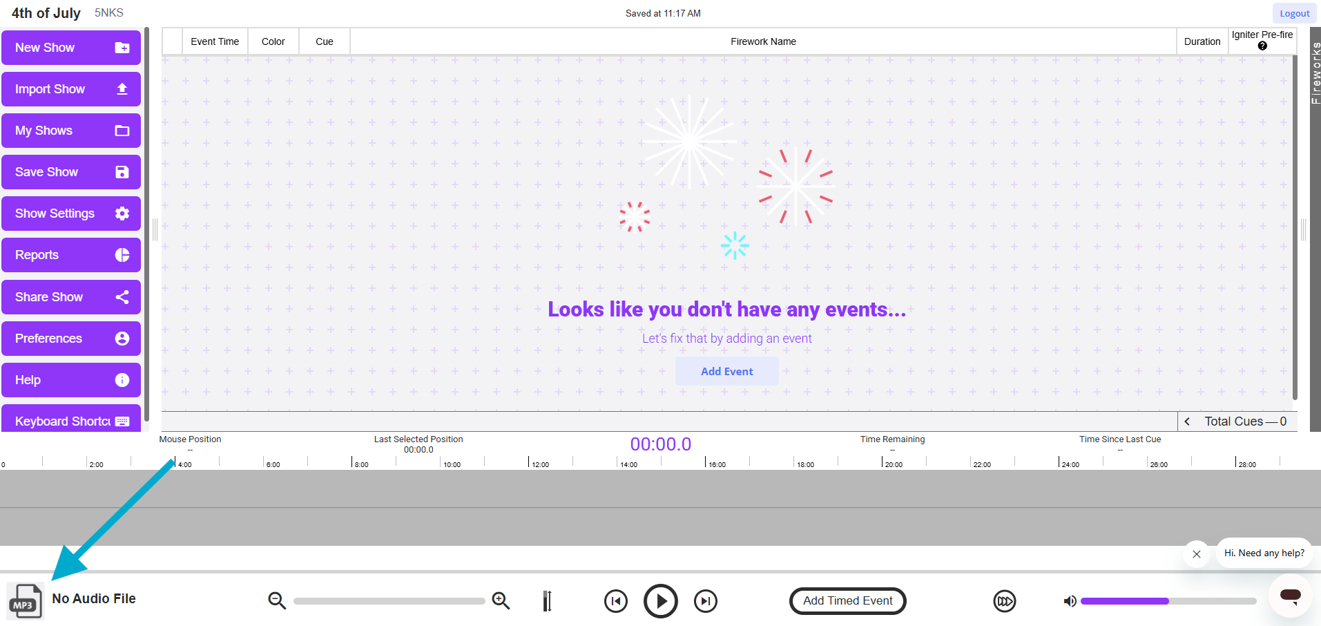 Arrow pointing to MP3 icon