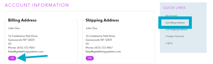Edit Billing Address option