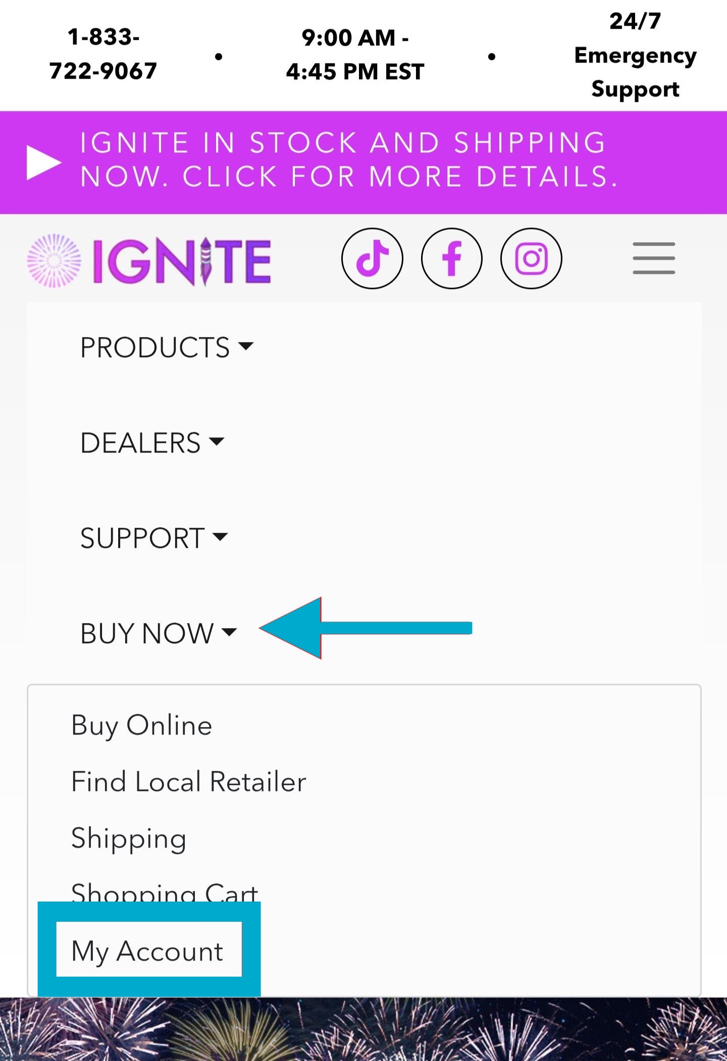 My Account on mobile menu
