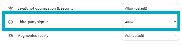 Third-party sign-in setting