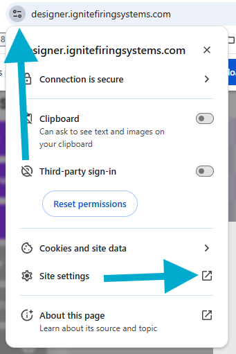 Chrome Site Settings option