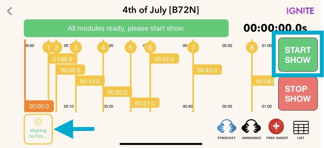 Start Show button displayed in app