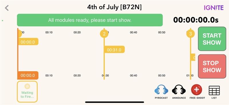 Waveform view while show is firing