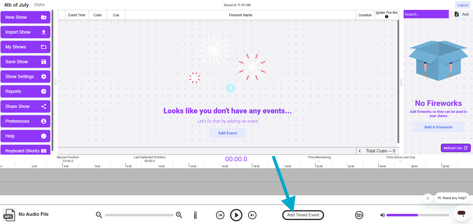 Add Timed Event button