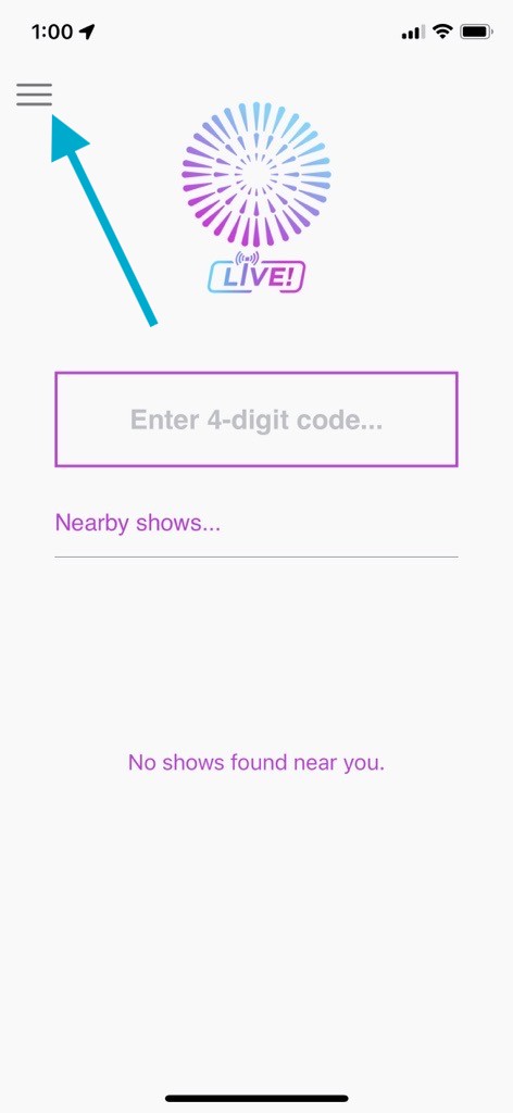 IGNITE LIVE! Home Screen Arrow Pointing to Hamburger Menu.jpg