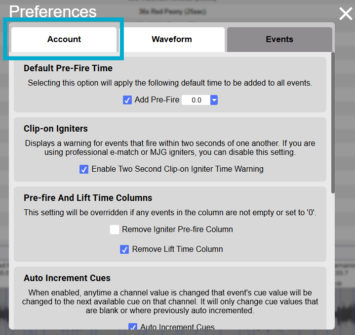 IGNITE Show Designer Preferences Screen Box Around Account Button.png