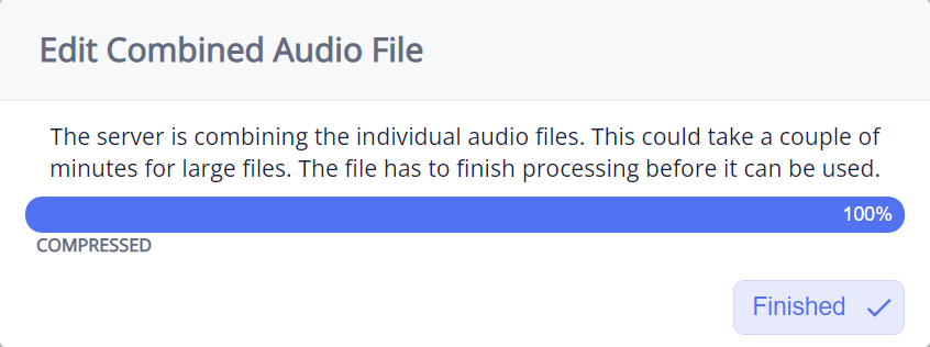 Finished button confirmation