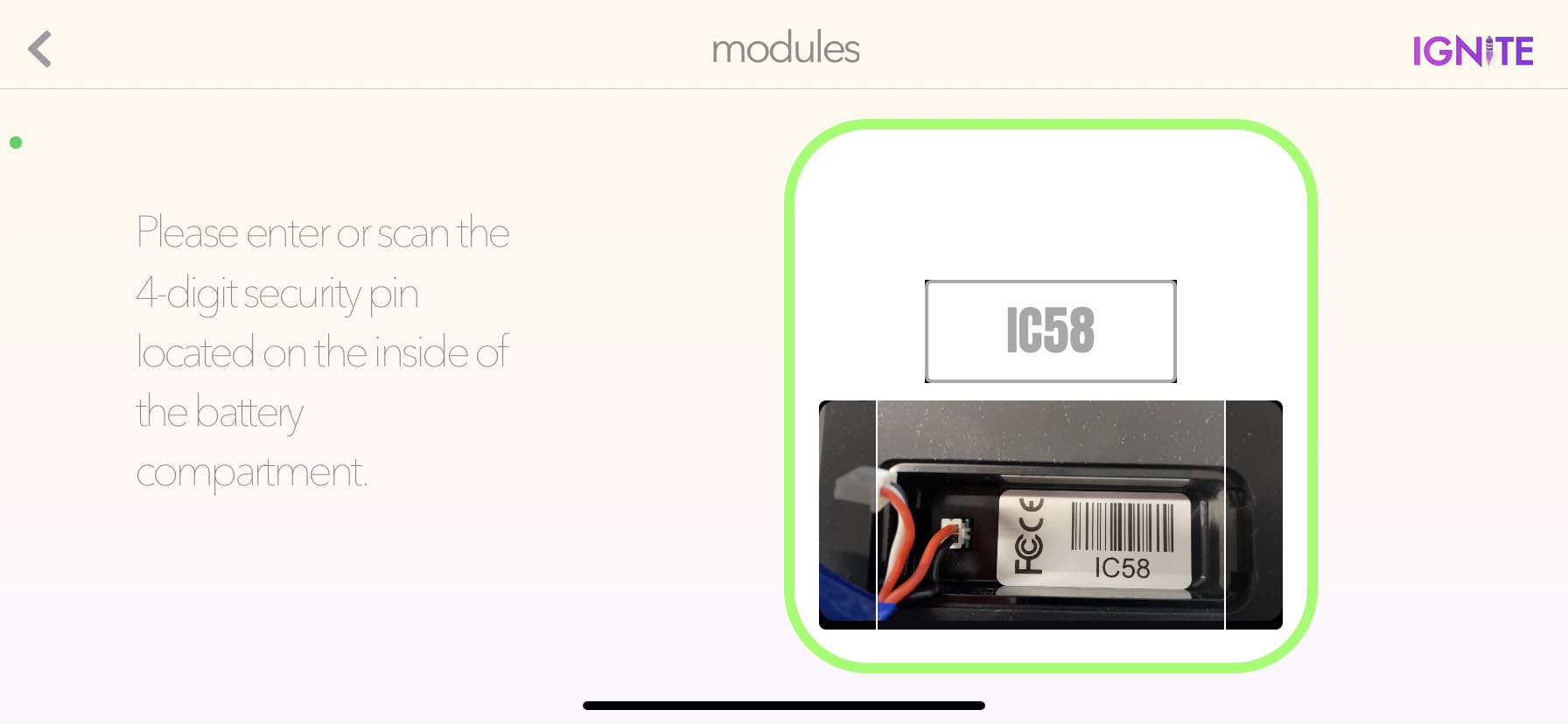 IGNITE 4 Digit PIN Scan